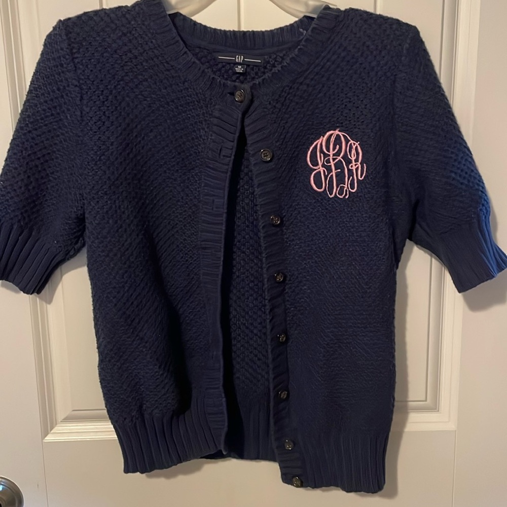 Gap cardigan sweater navy blue initials JRB